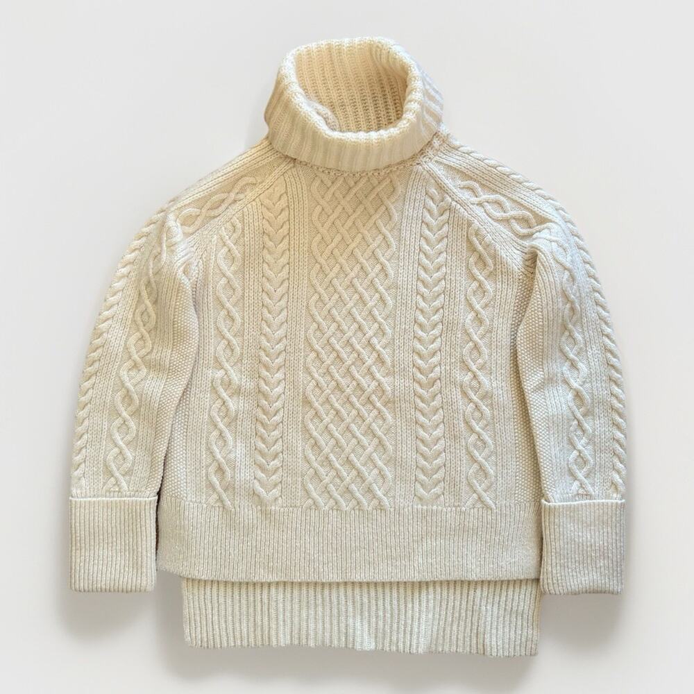 Madewell Cityblock Cable Knit Turtleneck Sweater Women's Size Small Wool Alpaca